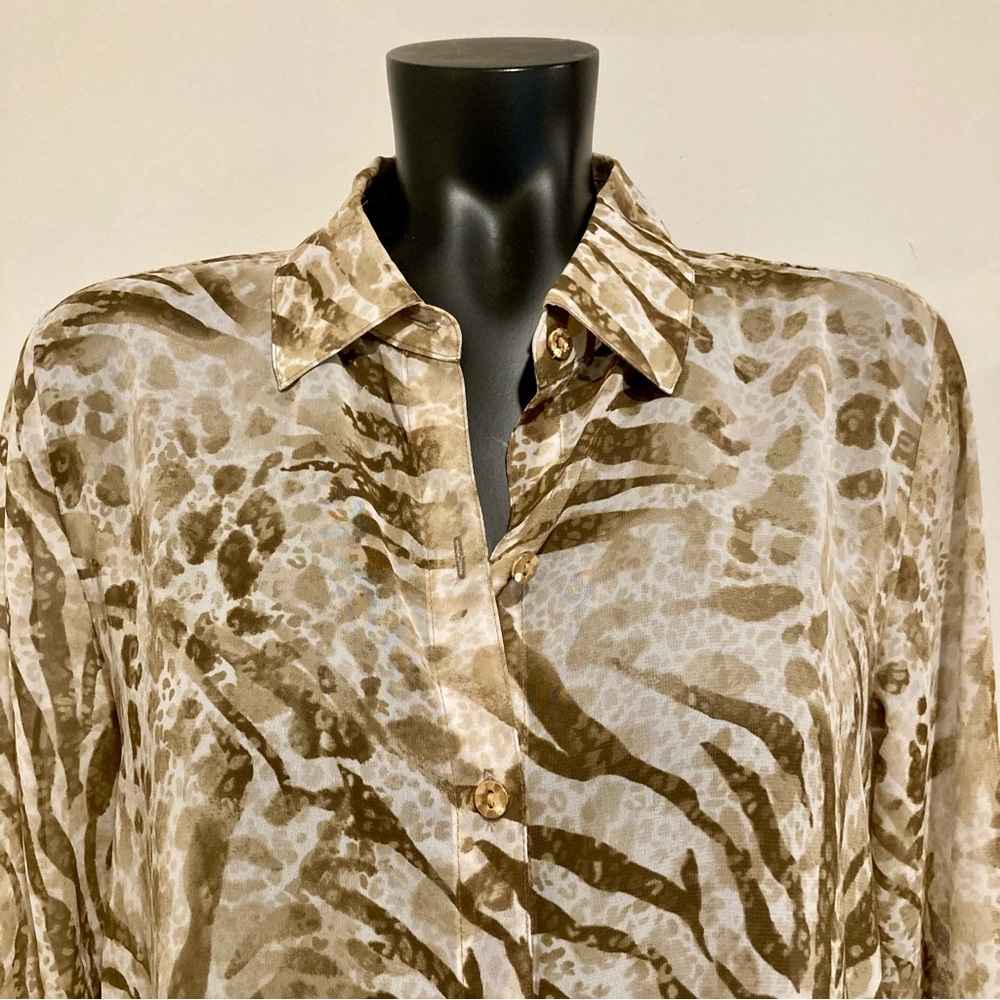 Women’s Sheer Animal Print Blouse Long Sleeve S JM Collection NWT - Picture 5 of 14